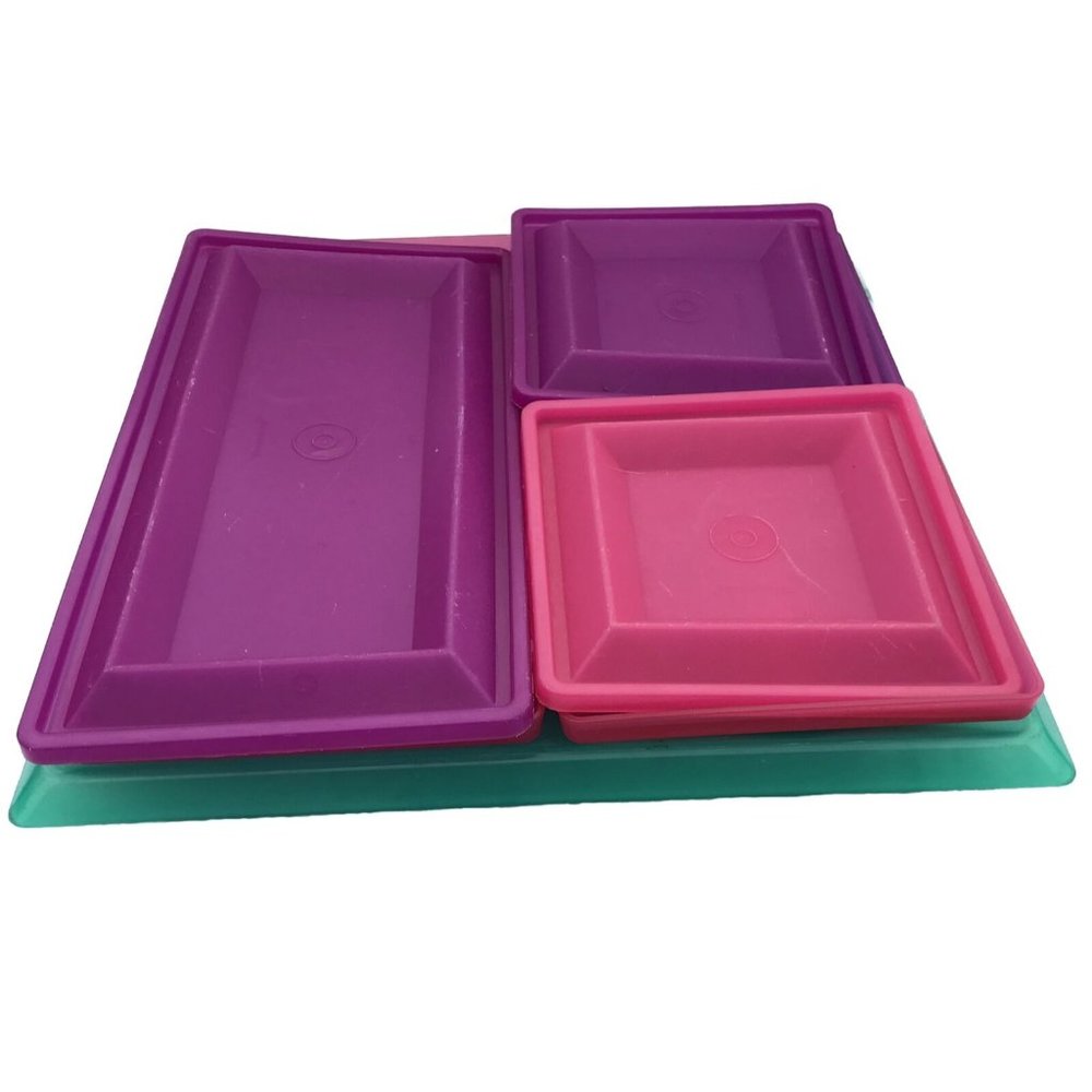 Tupperware Pink Purple calypso Get Together 7pc Serving Party #138s Vtg 90s set